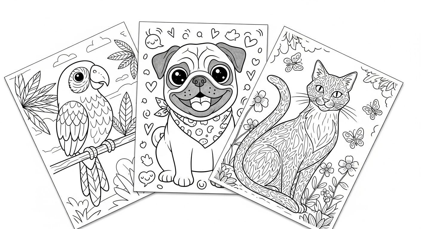 🐾🐾🐾 Three Page Custom Coloring Set